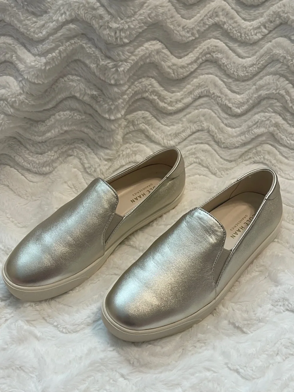 Cole Haan Gold Leather Slip-On Sneakers - Picture 10 of 16